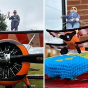 BRAVE: Crochet piece made in honour of Di Baker who is braving a 800ft wing walk this week
