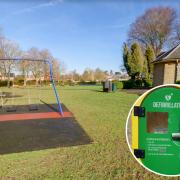 REPLACED: The defibrillator in Memorial Park . Picture by Mark Rowe, Wantage & Grove Community group.