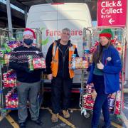 Colleagues at the Faringdon store preparing the hampers