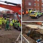Crews help man out of a hole. Pictures by Didcot Fire Station