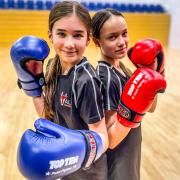Wantage and Grove young kickboxers Freya Zywko and Grace Blair in their element.