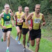 Abingdon's Paul Fernandez leads this group during the early stages of the Headington 5 Picture: Barry Cornelius