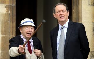 Filming for ITVs Lewis at Edmund Hall, Oxford: Colin Dexter and Kevin Whately